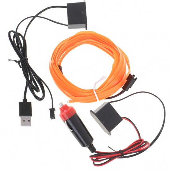 Auto salona apgaismojums, dekoratīvā Ambient LED lente, 12V, USB, 3m, oranža, KX4956_3