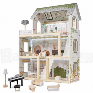 Деревянный дом для кукол 78 см с LED, KX5944