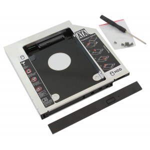 Diska korpuss HDD, SSD, DVD-Rom, 2,5'', 12,7 mm, SATA I/II/III, alumīnijs, AK184A