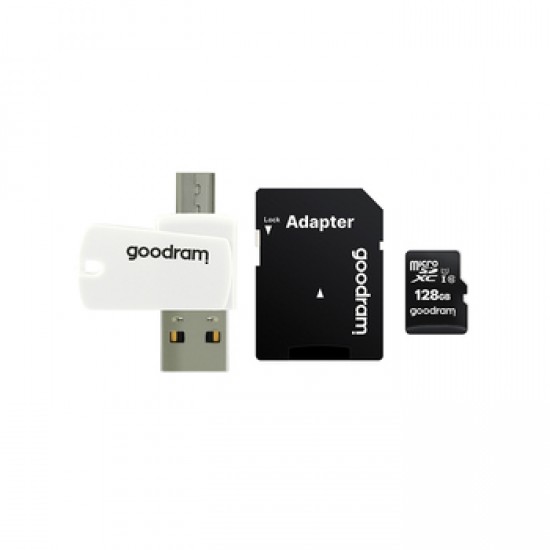 Atmiņas karte microSD 128GB, UHS I CLASS 10, 100MB/S + READER, Goodram 5908267930298