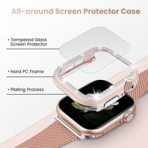 Apple Watch aizsargkorpuss ar aizsargstiklu, 45mm, Diamond pink-gold, UCH001080