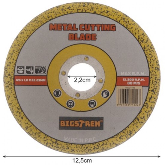 Metāla griešanas disks, 122 x 22.23x1,0mm, 50 gab., 00021639