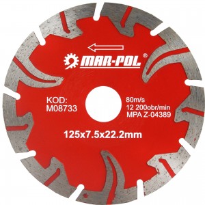 Алмазный отрезной диск 125 x 7,5 х 22,2 mm Mar-Pol Red M08733
