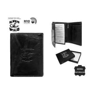 Мужской кожаный кошелек, RFID, Always Wild N4-BC Черный
