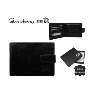 Мужское кожаный кошелек с RFID Pierre Andreus PW-010L-BTU Black