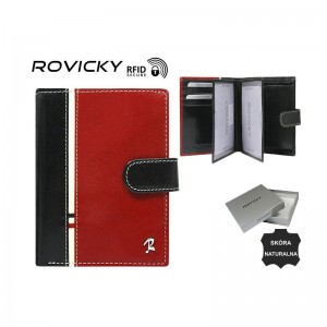 Мужской кожаный кошелек Rovicky 331L-RBA-D Black+Red