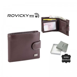 Мужское кожаное бумажник ROVICKY RFID CPR-022-BAR Brown