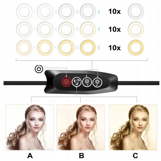 Кольцевая лампа для селфи с подставкой, LED, 20 Вт, 16 см, Ring Light G12A