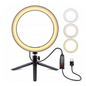 Selfie gredzena lampa ar statīvu, LED, 20W, 16cm, Ring Light G12A