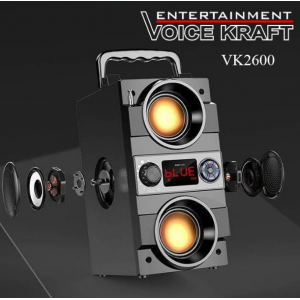 Portatīvs skaļrunis Voice Kraft VK 2600, BT, FM, USB, SD, AUX, pults