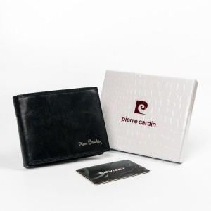 Мужской кожаный кошелек, RFID, Pierre Cardin TILAK12 F 8805, черный