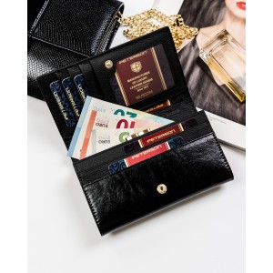 Женский кошелек, кожа, RFID, PETERSON PL-466-1643, черный