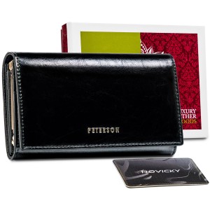 Женский кошелек, кожа, RFID, PETERSON PL-466-1643, черный
