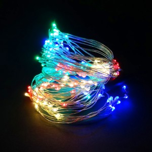 Ziemassvētku gaismas virtene, RGB LED 200gb., 2 m,  220V adapteris, E21