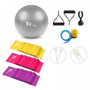Фитнес-мяч с помпой 75см, резистивная резина 3 шт., F52