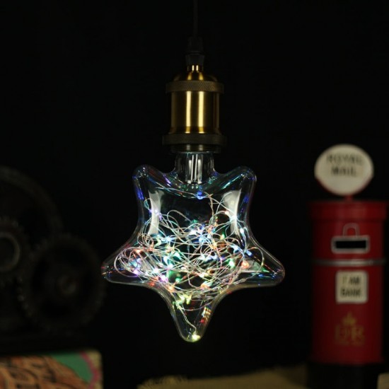 Ziemassvētku dekoratīva RGB LED spuldze, E27, 2W, 230V, zvaigzne