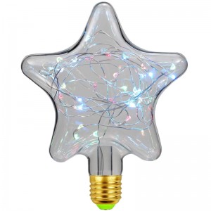 Новогодняя декоративная светодиодная лампа RGB, E27, 2Вт, 230В, звезда