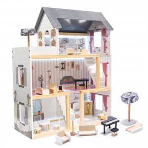 Деревянный дом для кукол 78 см с LED, KX6201