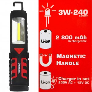 Lukturis ar akumulatoru un magnētu, Li-ion 2800 mAh, LED 3W, 240 Lm, M82730