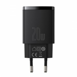 Быстрое зарядное устройство, USB, USB-C, 20 Вт, Baseus Compact (черный) CCXJ-B01