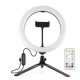 Кольцевая лампа для селфи с держателем для телефона, пульт, 26 см, светодиод RGBW, Puluz Vlogging PKT3082B
