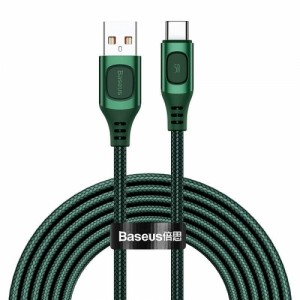 Ātrās uzlādes kabelis USB-C Baseus Flash, QC 3.0, Huawei SCP, Samsung AFC, 5A, 2m, zaļš, CATSS-B06