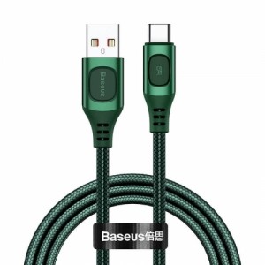 Ātrās uzlādes kabelis USB-C, QC 3.0, Huawei SCP, Samsung AFC, 5A, 1m, Baseus Flash CATSS-A06, zaļš