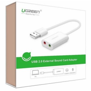 USB Звуковая карта External USB audio card UGREEN 15cm (white)