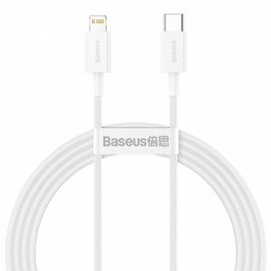 Iphone uzlādes kabelis USB-C uz Lightning, 20W, PD, 1,5m, Basesus CATLYS-B02, balts