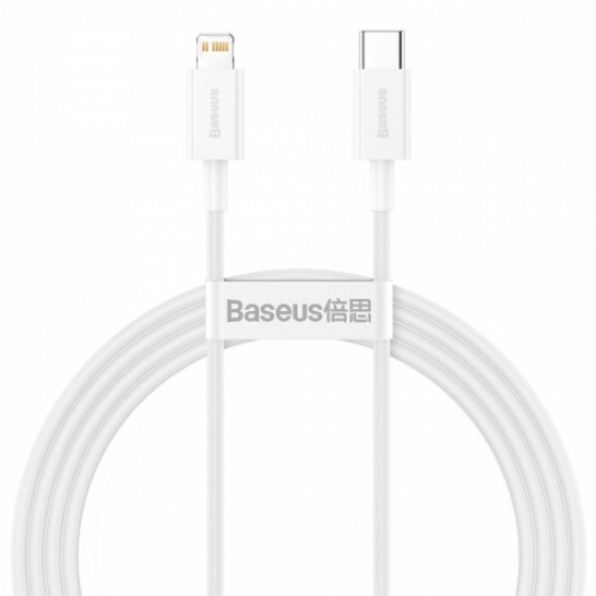 Iphone uzlādes kabelis USB-C uz Lightning, 20W, PD, 1,5m, Basesus CATLYS-B02, balts