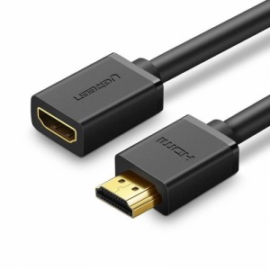 Кабель HDMI male to HDMI female, FullHD, 3D, 0.5м, UGREEN HD107, 10140, черный