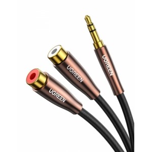 Audio kabelis 3.5mm male to 2x Female RCA, 0.25m, UGREEN AV194, 50129
