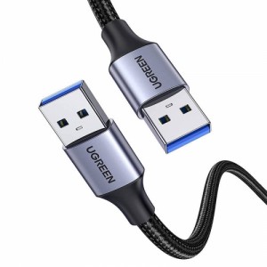 Kabelis USB-A uz USB-A, USB3.0, 2A, 1m, UGREEN 80790, melns