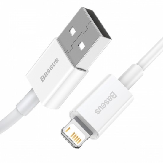Kabelis iPhone Lightning to USB, 2.4A, 2m, Baseus Superior Series CALYS-C02, balts