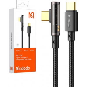 Mcdodo USB uz USB-C Prism 90 grādu kabelis Mcdodo CA-3400, 100W, 1.2m (melns)