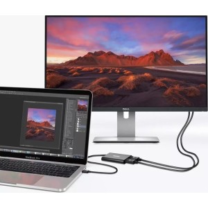 Choetech adapteris, C tipa USB Thunderbolt 3 (40Gbps) - 2x DisplayPort 4K 60Hz melns (HUB-D03)