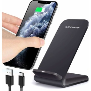 Alogy Qi Stand Charger indukcijas bezvadu lādētājs tālruņa statīva uzlādes stacijai 15W Black