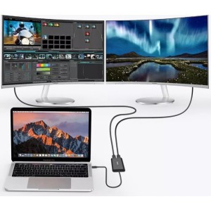 Choetech adapteris, C tipa USB Thunderbolt 3 (40Gbps) - 2x DisplayPort 4K 60Hz melns (HUB-D03)