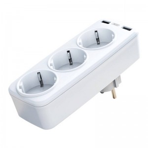 XO Power charger with 3 AC outlets + 2x USB XO WL08EU (White)