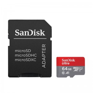 Sandisk Ultra Android microSDXC 64GB 140MB/s A1 Cl.10 UHS-I Atmiņas Karte + Adpteris