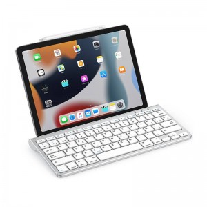 Omoton bezvadu iPad tastatūra Omoton KB088 ar planšetdatora turētāju (sudraba)