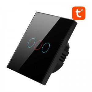 Умный выключатель света Avatto WiFi Avatto TS02-EU-B3 3-полосный TUYA (черный)