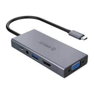 Адаптер-концентратор Orico Orico 5-в-1, HDMI 4K + USB 3.0 + VGA + AUX + USB-C PD 60 Вт
