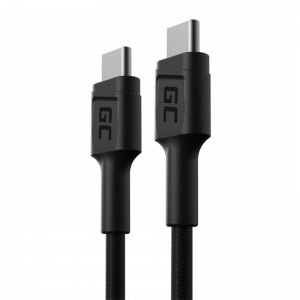 Zaļo šūnu kabelis USB-C - USB-C Green Cell GC 30cm, ar barošanas padevi (60W) un Ultra Charge, QC 3.0