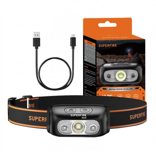 Налобный фонарь Superfire HL05-E, 120лм, USB