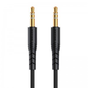 Vipfan Mini jack 3.5mm AUX cable Vipfan L04 1m, gold plated (black)
