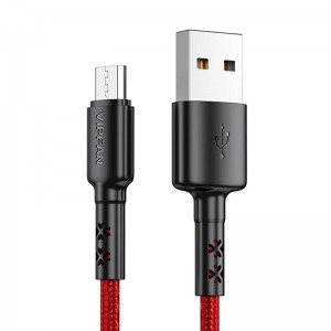 Vipfan USB uz Micro USB kabeli Vipfan X02, 3A, 1.8m (sarkans)