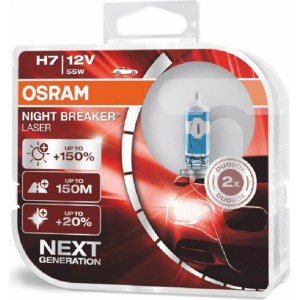 Галогенная лампа Osram H7 12V 55W PX26D NIGHT BREAKER LASER +150% /2шт