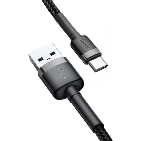 Baseus Cafule kabelis USB-C 3A 0.5m (pelēks+melns)