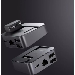 Joyroom stand multifunctional HUB USB Type C - USB 3.0 / RJ45 / HDMI / USB Type C / Thunderbolt for MacBook Pro Gray (S-H121 Gray)